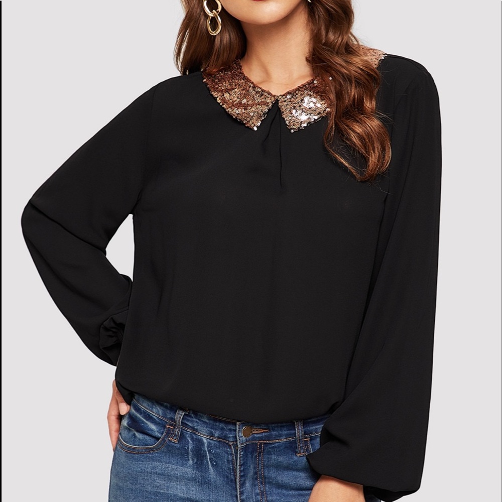 Sequin Collared Blouse - image 1